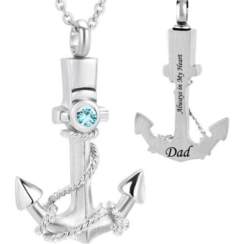 Dad Always in my heart Locket screw Heart Anchor cremation memorial ashes urn birthstone necklace jewelry Unise keepsake pendant