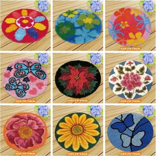 Prajna Comfortable Cushion Latch Hook Flowers Carpet Embroidery For Needlework Crocheting Cushion Embroidery Latch Hook Rug Kits