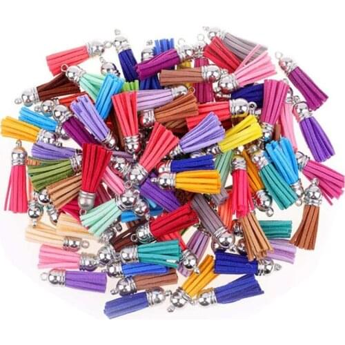 20pcs/lot 10x40mm Colorful Vintage Leather Tassel Cords Handmade Caps Earrings Tassel Charm Pendant Fit DIY Jewelry Making