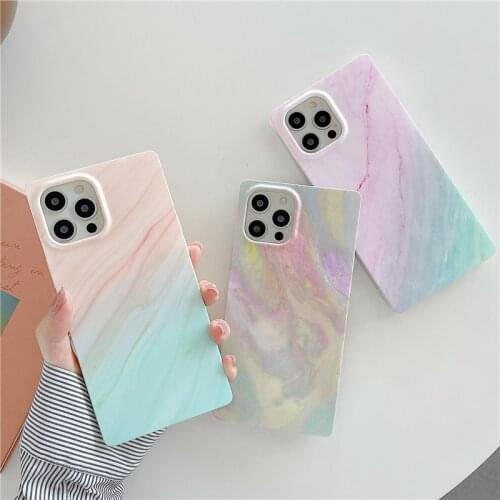 Cartoon Pink Marble Texture Phone Case for iPhone 12 11 Pro Max XR XS Max X 7 8 Plus Soft Tpu Cute Stripe Shockproof Cover