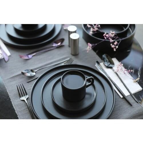 Stackable Matte Black 24 Piece 6 Personality Breakfast Team