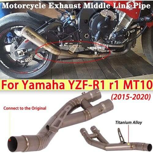 Slip On For Yamaha YZF-R1 r1 MT10 2015-2020 Motorcycle Exhaust Modify Escape Muffler Middle Link Pipe Titanium Alloy Cat Delete