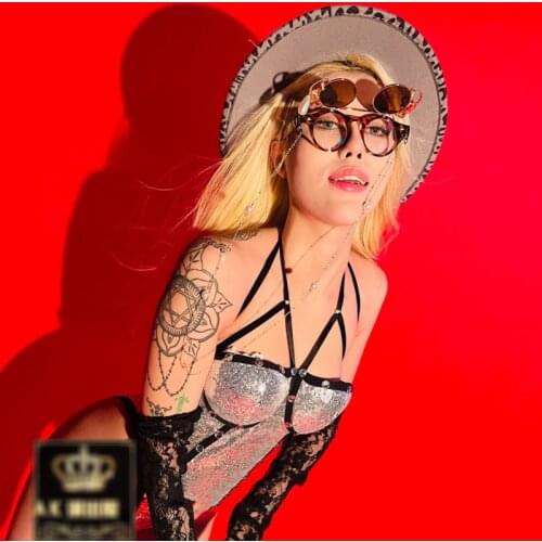 Modern Pole Dancing Jumpsuit For Women Adult Nightclub Stage Sexy Costumes Female Singer Rave Party One-Piece Clothing DWY5837