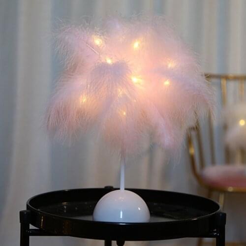 Modern Nordic Feather Night Light Bedside Reading Lamps Table Lamp Bedroom Party Wedding Romantic Decoration for Living Room NEW