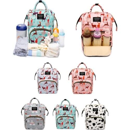 Fashion Cartoon Animal Print Mummy Bag Oxford Cloth Portable Shoulder Diaper Nappy Backpack Baby Care Nursing Bag Outdoor