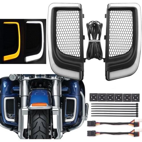 Motorcycle LED Fairing Lower Grills Turn Signals Running Lights For Harley Touring Electra Road Glide Ultra Limited 2014-2020