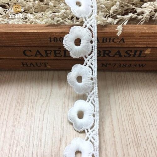 High Quality White Cotton Lace Trim Ribbon Tape DIY Embroidered Net Lace Trimming Fabric For Sewing Decoration 60Yards/lot