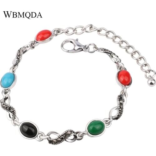 Wbmqda Vintage Ethinc Charm Chain Bracelets & Bangles For Women Colored Resin Crystal Summer Bohemian Trendy Jewelry 2018