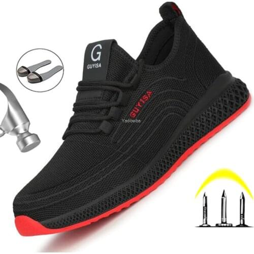 Yadibeiba New Breathable Mesh Safety Shoes Men Safety Boots Work Shoes Men Puncture-Proof Work Sneakers With Steel Toe