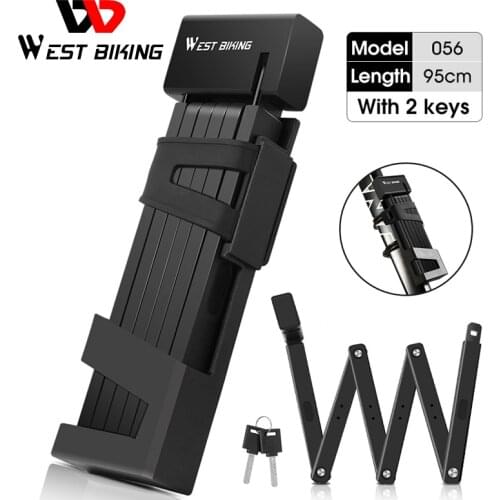 WEST BIKING Bicycle Locks Foldable Anti Theft Lock for MTB Road Bike Electric Bike Scooter Motorcycle Thick Steel Chain Lock
