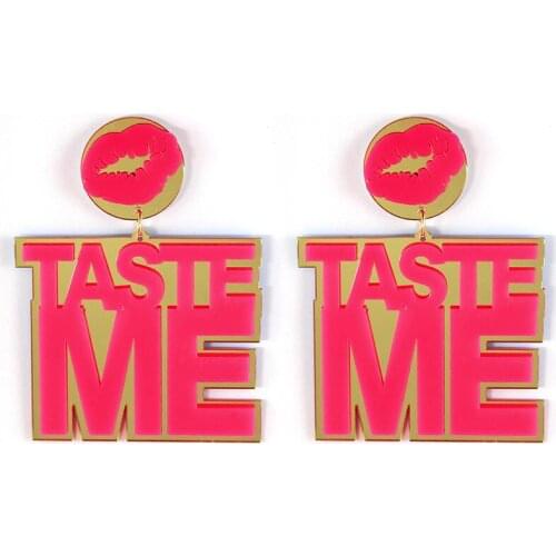 Punk Acrylic Drop Earrings for Women Hip Hop Cool Sexy Red Lips Big Long Letter Earring Fashion Party Club Jewelry Pendientes