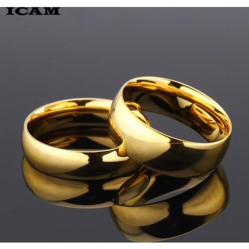 ICAM Light version gold color wedding rings for women Glossy 316l Stainless Steel ring men