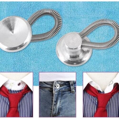 1pc Collar Extenders Metal Buttons Jeans Pants Waist Stretch Shirt Suit Tie Neck Expanders Flexible Lock Lengthen Buckle