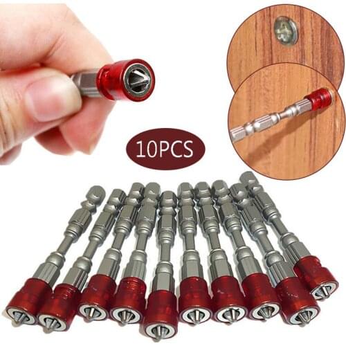 10PCS of 65mm Red Magnetic Screwdriver Bit Plasterboard Drywall Screwdriver Bits Ph2 Phillips Screw Driver Bits 1/4" Hex Shank