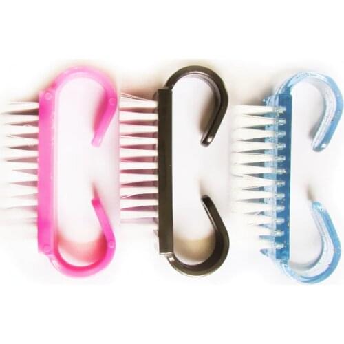 10x Lots Nail Dust Cleaning Brush Professional Washing Brush Pink Black Blue Manicure Pedicure Nail Tools Small Angle Design
