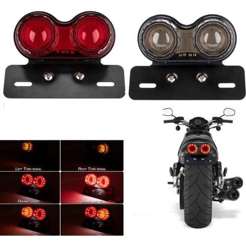 12V Motorcycle LED Taillight Motorbike Rear Lamp License Plate Light with Bracket Turn Signal Brake light Custom Cafe Racer Lamp