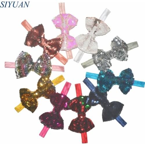 20pcs/lot 4*3 inch Lovely Reversible Sequin Headband Boutique Headwear Artificial Hair Accessories 20 Color for You HB035