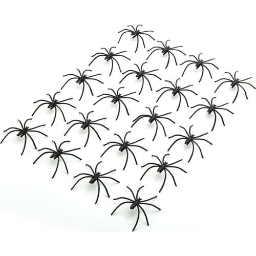 20Pcs Useful Plastic Black Spider Halloween Decoration Festival Supplies Funny Prank Toys Decoration Realistic Prop