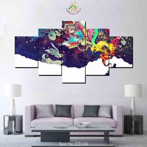 3 or 5 Pieces Creative Mind Abstract Trippy Cool Smoking Modern Wall Art Canvas Printed Painting HD Prints Modular Wall Pictures