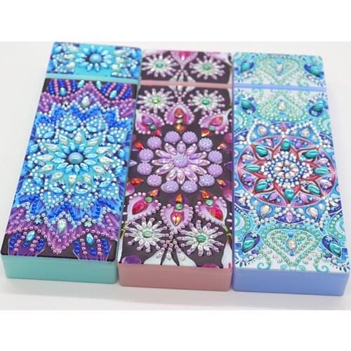 5D DIY Special Shaped Diamond Painting 2 Grids Stationery Pencil Box Rhinestones Diamond Embroidery Mandala Storage Case Gifts
