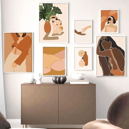 Abstract Vintage Girl Hand Scandinavian Wall Art Canvas Painting Nordic Posters And Prints Wall Pictures For Living Room Decor