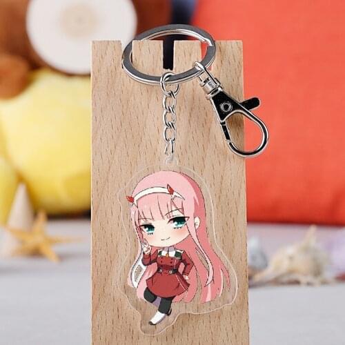 DARLING In The FRANXX 02 ZERO TWO Acrylic Keychain Anime Cartoon CODE 002 Figure Keyring Key Chains For Men Women Gifts