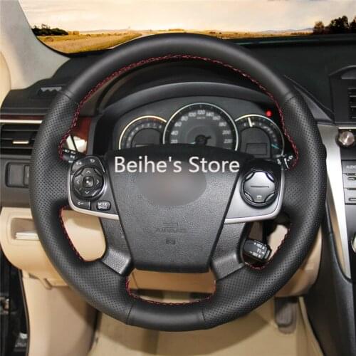 Car Steering Wheel Cover Hand-stitc​h on Wrap Cover Car interior decoration For Toyota Camry 2012-2015