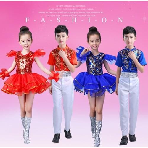 Childrens performance clothing new childrens performance costumes fluffy skirt boys and girls children chorus costumes
