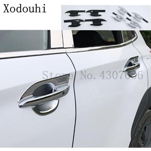 For Hyundai Kona Encino Kauai 2017 2018 2019 2020 Car ABS Matte/carbon Fiber Cover Trim External Door Bowl Stick Frame 4pcs