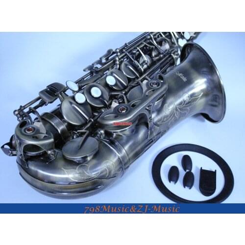 Eb Alto Saxophone Antique Surface High F# With-White Pearl Buttons FREE LORICO ACCESSORY
