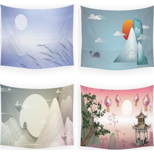 Cartoon mountains and rivers tapestry macrame witchcraft supplies tapestry wall hanging room decor aesthetic elephant decor home