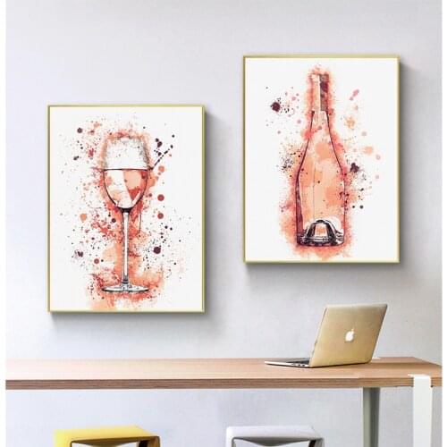 Graffiti Art Red Wine Tall Canvas Painting Abstract Creative Nordic Minimalist Posters and Print Wall Art Picture for Home Decor