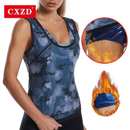 CXZD Sweat Sauna Camouflage Vest Body Shaper Weight Loss Slimming Pants Women Waist Trainer Tummy Hot Thermo Sweat Fitness Tops
