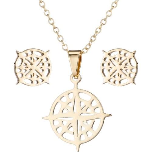 AsJerlya Colorful Bohemian Hollow Hollow Compass Jewelry Set Chain Gold Choker For Women Exquisite Charming Jewelry Gifts