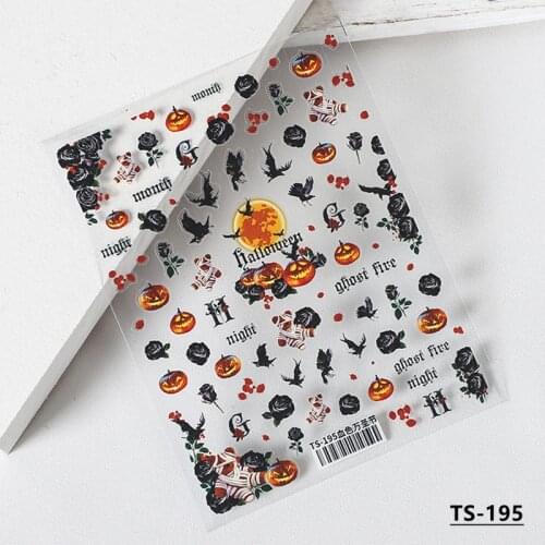 Colorful 5D Halloween series embossed nail sticker professional frosted thin transparent embossed nail sticker Halloween series