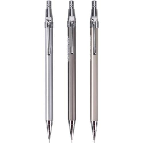 M&G Metal Silver Mechanical Pencil 0.5mm/0.7mm lead professional automatic pencils student drawing for school office