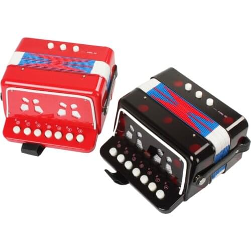 Mini Toy Accordion 7 Keys + 3 Buttons Keyboard Musical Instrument for Children Kids Gift