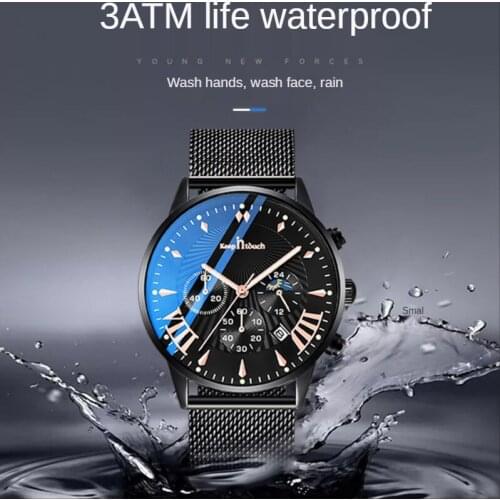 Multi-function man watches solid steel with luminous waterproof watches three eye six stitches quartz watch