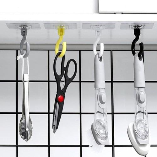 Multi-function Can Rotate Transparent Hangers Self Adhesive Wall Hooks Storages Holders In Bathroom Kitchen Sticks On Door Hooks