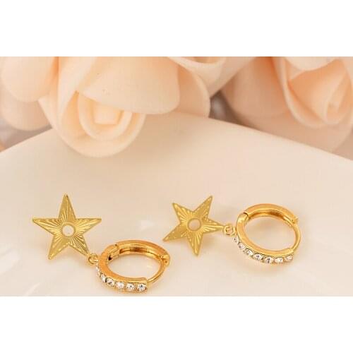 Fashion cz diamond Women Drop Earring Dangle Earring Charms Jewelry star Earrings brincos Vintage girls wedding party gifts