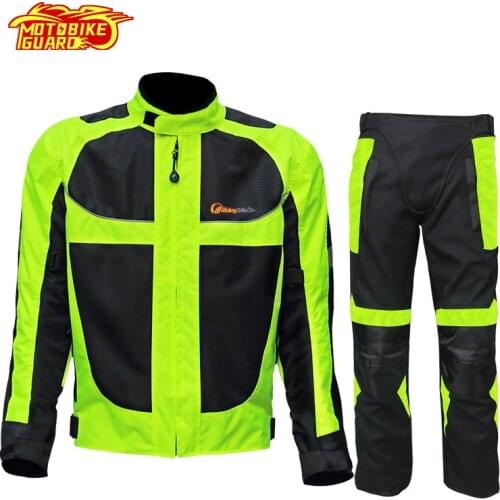 Moto Protective Warm Jacket Motorcycle Breathable Mesh Mens Reflective Racing Four Seasons Clothing Pants Waterproof Suit