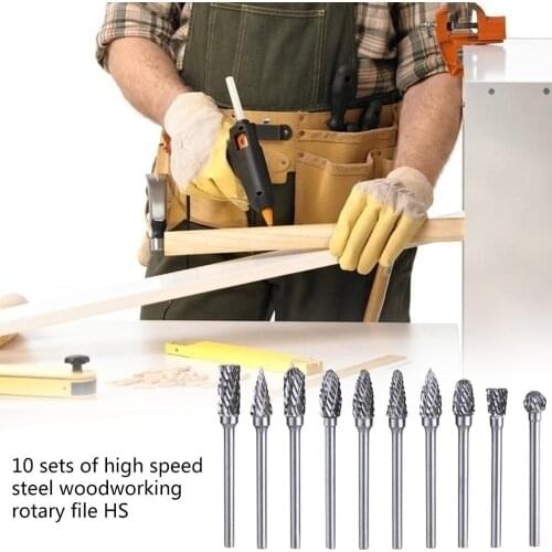 10 Piece Set Of High Speed Steel Electric Grinder Grinding Head Woodworking Rotary File Milling Cutter Carving Knife