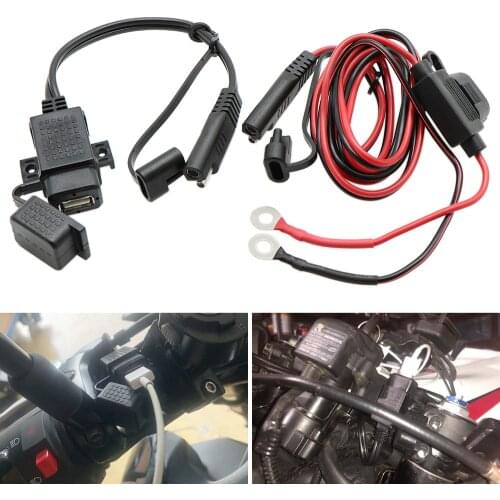 Nordson DIY SAE to USB Cable Adapter Waterproof USB Charger Quick 2.1A Port with Inline Fuse for Motorcycle Cellphone Tablet GPS