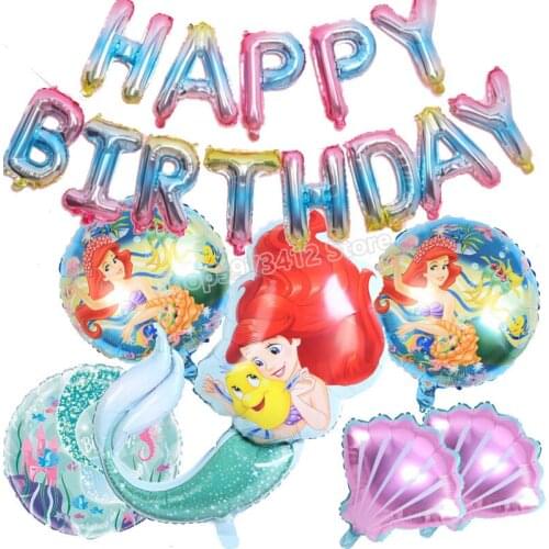 New Cartoon Mermaid Balloon Disney Mermaid-themed Birthday Party Tail Aluminum Foil Balloon Decoration Supplies Girl Gifts toy