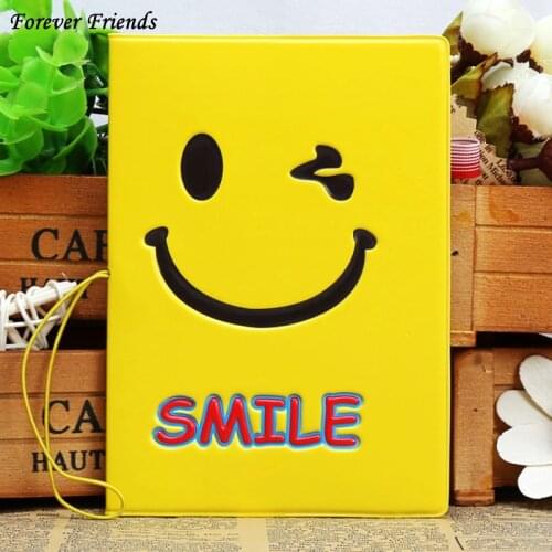ForeverFriends PU&PVC Passport Holder Cover ID Credit Card Cover Bags Folder for Travel -smile pattern