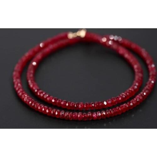 DAIMI Faceted Ruby Necklace Womens Day Genuine Gemstones Natural Yellow 18K Gold Color Treasure Beaded Bracelet Gift