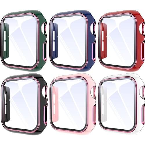 Tempered Glass Film & PC for Apple Watch Case Matte Material 360 Full Protector for For iWatch SE 6 5 4 3 2 40MM 44MM 42MM 38MM