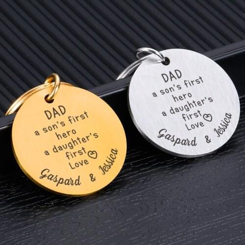 Romantic Keychain with Name Tag Personalized for Dad Hero Keychains Accessories Engraved Names Birthday and Fathers Day Gifts