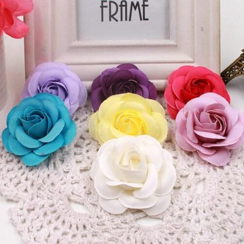 10pcs/lot 5cm Silk Artificial Flowers Rose Head Wedding Festival Party Home Decoration DIY Garland Scrapbooking Craft