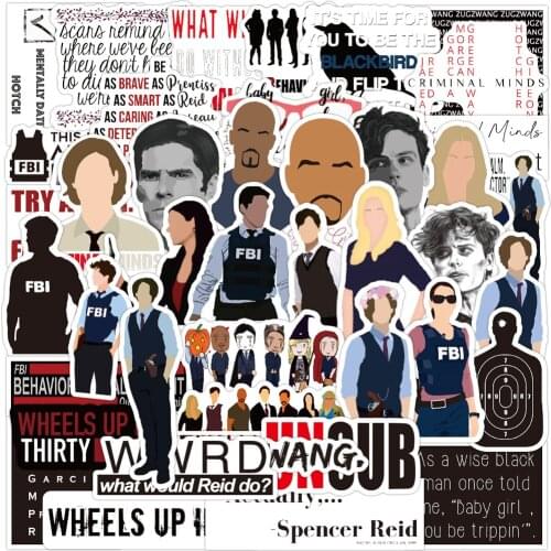 50PCS TV Show Criminal Minds Stickers Laptop DIY Motorcycle Luggage Phone Guitar Skateboard Cool Sticker Decals Kid Classic Toys